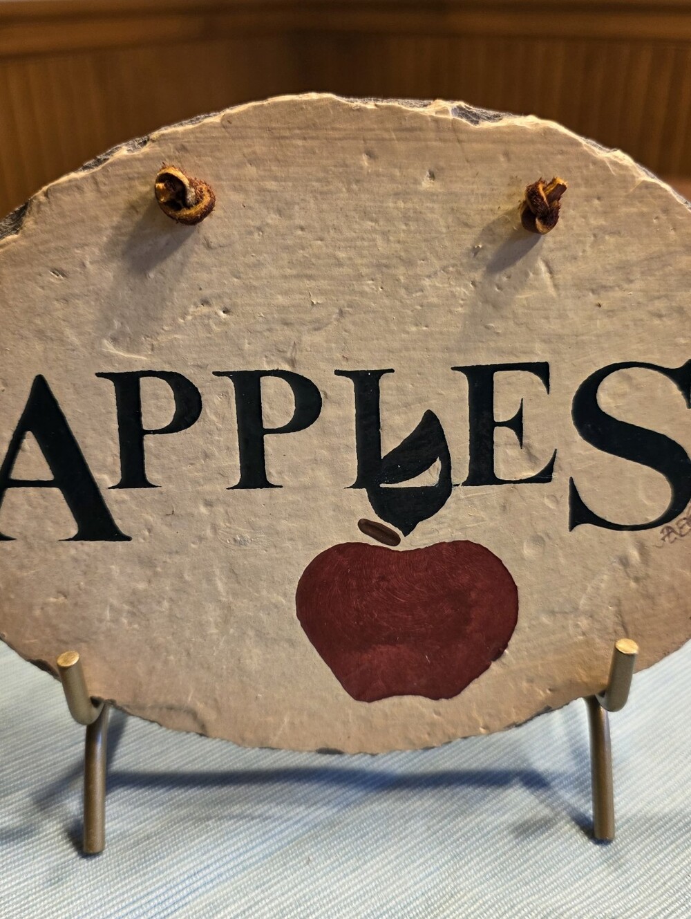 Rustic Slate Hand Painted APPLES Plaque Sign Country Kitchen Wall Decor Oval